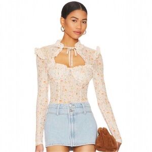 MORE TO COME floral Cottagecore Top Size Small